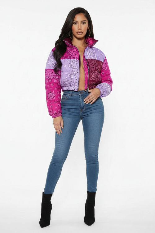 Veste Puffer Paisley Rose/Violet